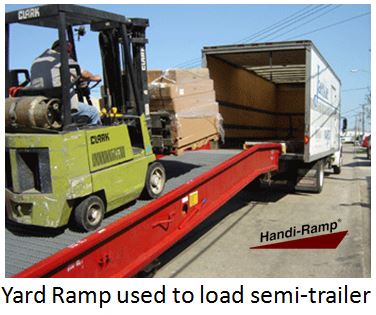 Yardramp used to load semi-trailer