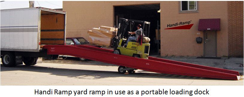 Handi-Ramp yard ramp in use as a portable loading dock