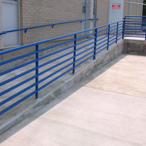 Custom Blue Handrails Installed