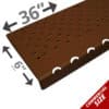 Handi-Treads Non-Slip Nosing, Aluminum, Brown, 36in x 6in x 1.125in, with screws