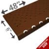 Handi-Treads Non-Slip Nosing, Aluminum, Brown, 48in x 6in x 1.125in, with screws