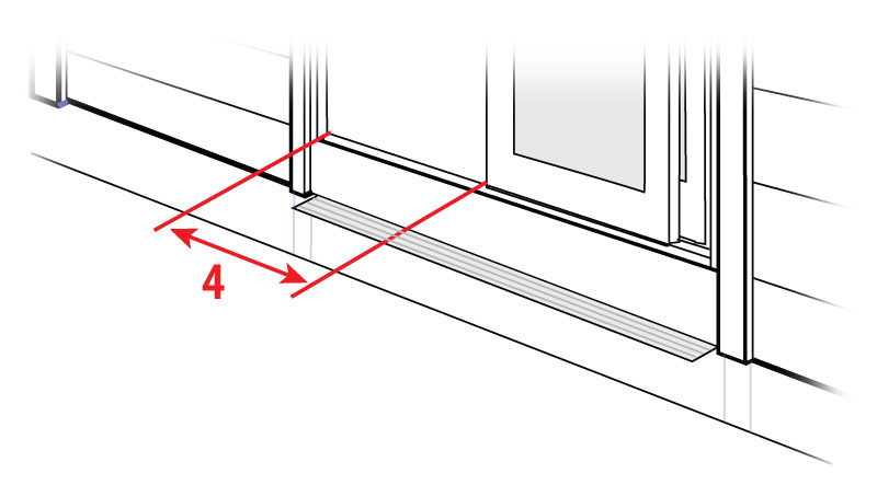Measure width of door opening for sliding door threshold ramp