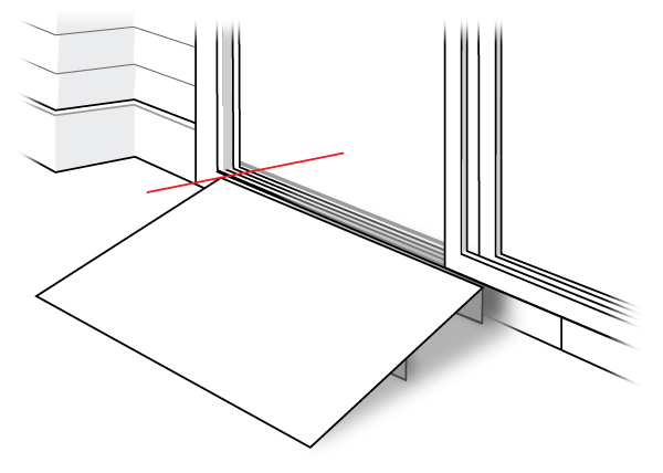 Align exterior ramp segment with door opening