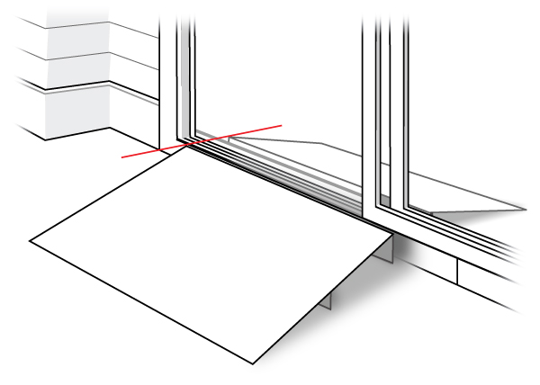 Align interior ramp segment with door opening and exterior ramp segment